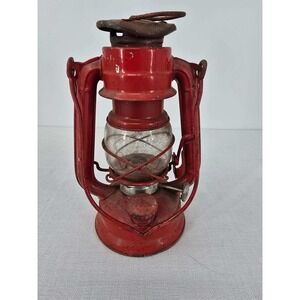Vintage Winged Wheel No 350 Red Kerosene Lantern Made in Japan Oil Lamp Repair